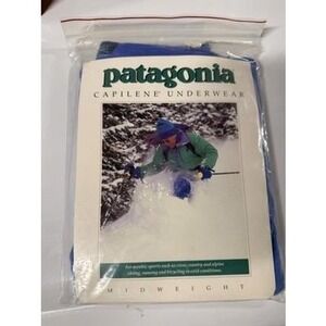 Vintage Patagonia Capilene Base Layer Pants Blue NWT Deadstock 90s Thermal M NOS